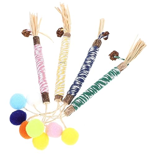 COLLBATH 4 Stück Silbernes Rattan Stäbchen Katzenkauspielzeug Kätzchen Katzen Katzenminze Katzenfutterspender Katzen Teaser Sticks Katzenzähne Backenzahnspielzeug Einzigartiges von COLLBATH