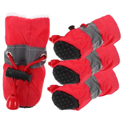 COLLBATH 4 Stück rutschfeste Haustierschuhe Kleine Hundeschuhe rutschfeste Hundestiefel Welpenschuhe Für Draußen Hundestiefel Mit Kordelzug Praktische Hundestiefel Haustier von COLLBATH