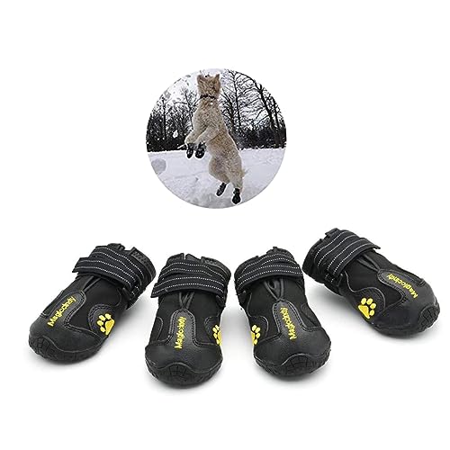 COLLBATH 4er Set Winter Hundeschuhe Für Hunde wasserdichte rutschfeste Stiefel Größe 4 Warme Pfotenschutzschuhe Für Haustiere Ideal Für Schnee Und Kalte Witterung von COLLBATH