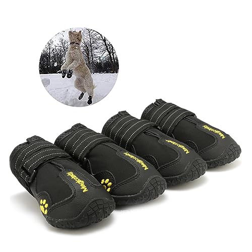 COLLBATH 4er Set Winter Hundeschuhe Wasserdicht Anti Rutsch Schneeschuhe Für Hunde Größe 8 Ideal Für Kalte Tage Und Schnee Schützt Die Pfoten Ihres Hundes von COLLBATH