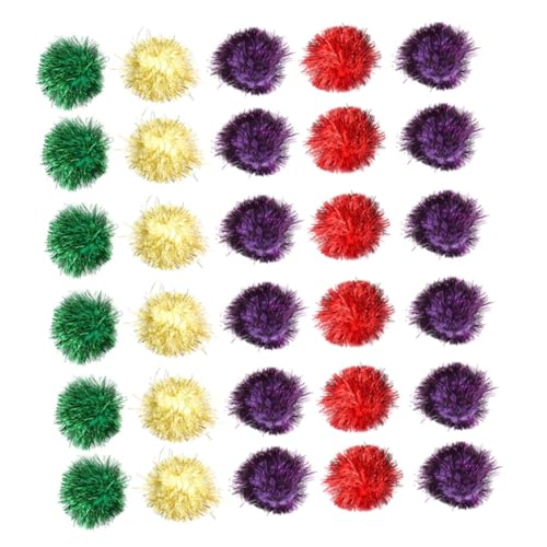 COLLBATH 50 Stück Haustier Spielzeug Spielzeugball Pompons Funkelnde Bälle Katzenspielzeug Katze Glitzerbälle Spielzeug Katzenspielzeug Aus Metall Katze Glitzerkugeln Colorful Glitzerpapier von COLLBATH