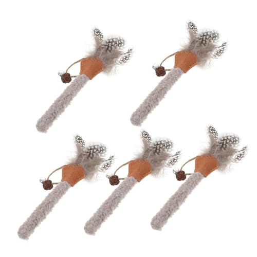 COLLBATH 5St Spielzeug Katzen interaktives Silvervine Kätzchenzähne Kitten Stick ersatz Katzenkaustäbchen Kätzchen spielt Plush Toy chatot Plush Haustiere Zubehör Polygonum Holz Grey von COLLBATH