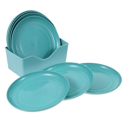 COLLBATH 8-teiliges Katzenfutter-Set Flacher Futternapf für Kätzchen kurzbeinige Katzen unzerbrechlich breiter Kleiner Katzenteller aus Kunststoff himmelblau von COLLBATH