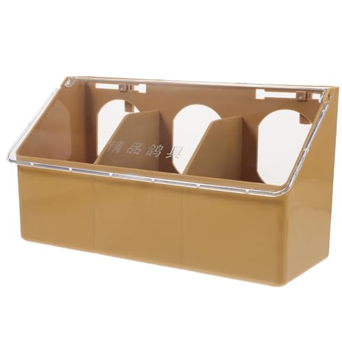 COLLBATH Futterbox Für Tauben Kleiner Vogelhäuschen Vogelfütterer Hängender Papageienfutterspender Fink Tränke Hühner Geflügel Oiseaux Futterautomat Für Haustiere Vögel Light Brown Plastik von COLLBATH