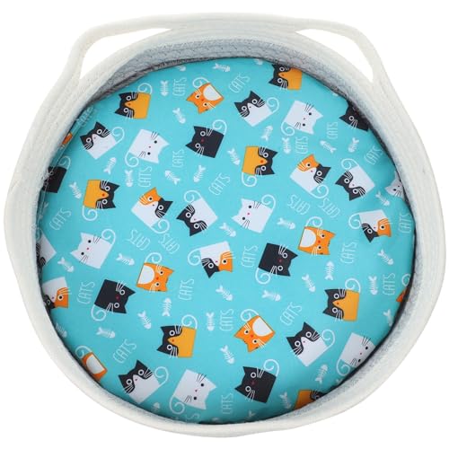 COLLBATH Gewebter Katzenbettkorb Katze Coole Matte Katzenbett Aus Leinen Rundes Katzenkissen Katzenbetten Hundebett Matte Warme Katze Wasserbett Für Katzen Betten Für Wohnungskatzen Stoff von COLLBATH