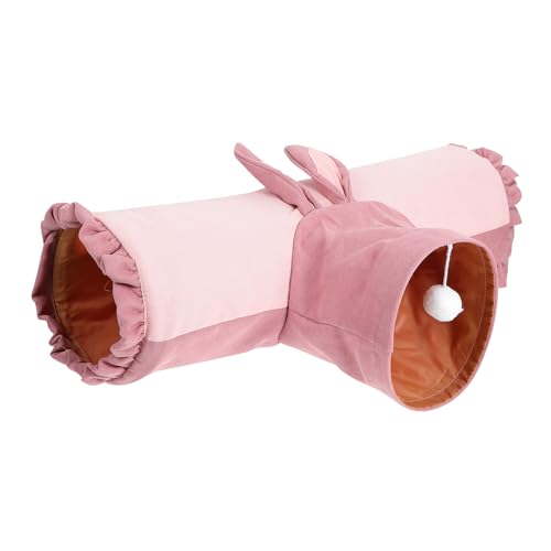 COLLBATH Hamster Tunnel Frettchen Interaktiv Hamsterhaus Ratten Meerschweinchen -verstecktunnelhaus Haustierversteckhaus Kleine Tiere Nisten Hasenversteck Träger Stoff Rosa von COLLBATH