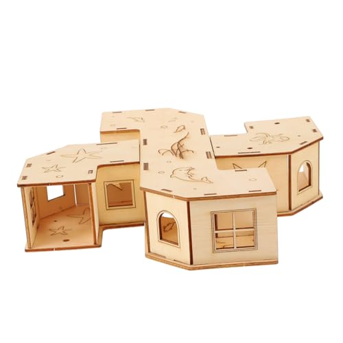 COLLBATH Hamster Tunnel Labyrinth Für Kleine Tiere Holzröhre Für Hamster Meerschweinchen Und Andere Kleintiere Lustiges Aktivitäts Und Erkundungsspielzeug Für Haustiere 4 Wege von COLLBATH