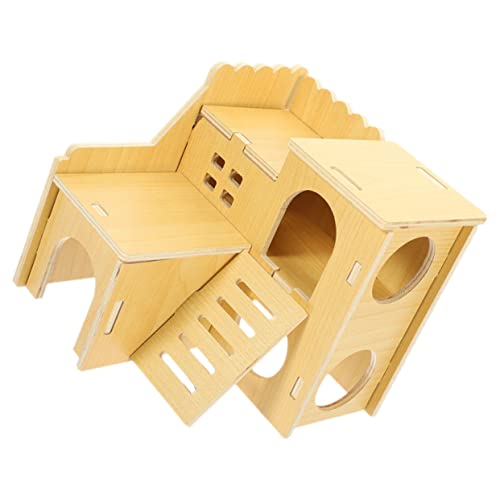 COLLBATH Hamsterhütte Eichhörnchenhaus Hamster Schlafhaus Guinea Hamsterkäfige Hamster Spielzeug hamsterspielzeug Spielzeuge Hamsterversteck Spielzeug zum Leiterklettern hölzern von COLLBATH