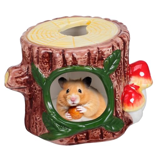 COLLBATH Hamsternest Baumstumpf Plüsch Minikäfig für Hamster Rennmaus-Labyrinth für Hamster Hamster-Hängematte außen Hamster-Sommerhütte Rennmaus Hamsterspielplatz Hamsterkäfig Keramik von COLLBATH