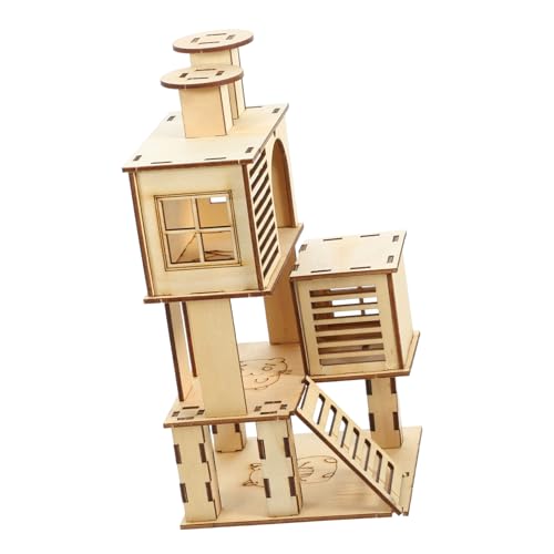 COLLBATH Hamster Holzleiter Spielplatz Für Kleintiere Kletterspielzeug Haustierhaus Plattform Für Hamster Nagetiere Ideale Spielumgebung Natürliche Materialien Stabil Und Sicher von COLLBATH