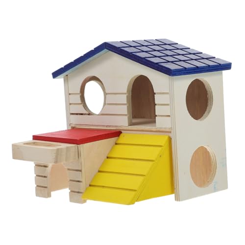 COLLBATH Hamstervilla Hamsterkäfig Hamster Spielplatz Hamster Hamster Versteckhaus Holz Hamster Villa Hamster Villa mit Dach Hamsterhäuser Chinchilla-Hütte Hamsterzimmer hölzern von COLLBATH