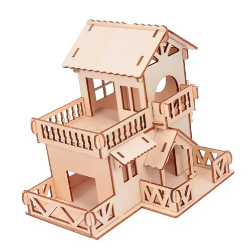 COLLBATH Hamstervilla hamsterhaus Hamster Spielzeug Kleintierversteck nager käfig Katzenspielzeug Sportspielzeug Spielzeuge Hamsterversteck Hütte Versteck für Hamster aus Holz hölzern von COLLBATH