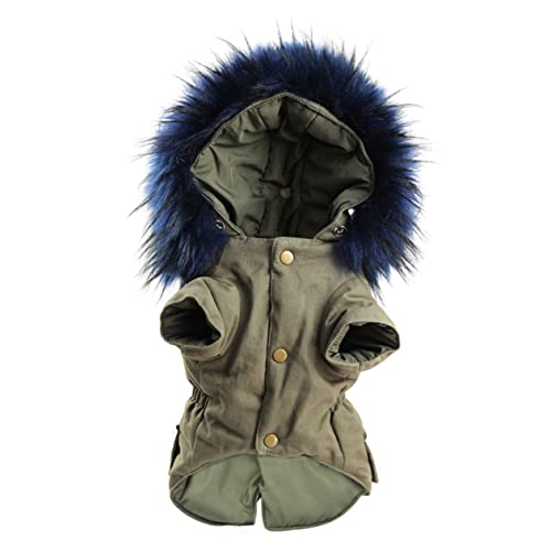 COLLBATH Haustier-Baumwollkleidung Winterkostüm für Haustiere Hunde-Hoodie hundewintermantel Hunde Winterjacke Welpe Warmer Hoodie Warme Kleidung für Welpen Reine Baumwolle Army Green von COLLBATH