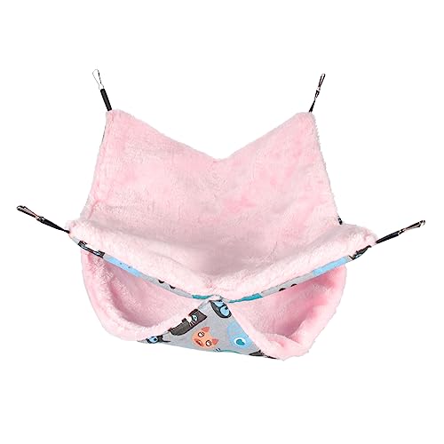 COLLBATH Haustier Hängematte Haustierstreu für Kleintiere Hängematte für Haustiere Hamster Schlafplatz Kleintierbett Schlafsack Schlafhängematte Zubehör für Meerschweinchen Samt Rosa von COLLBATH