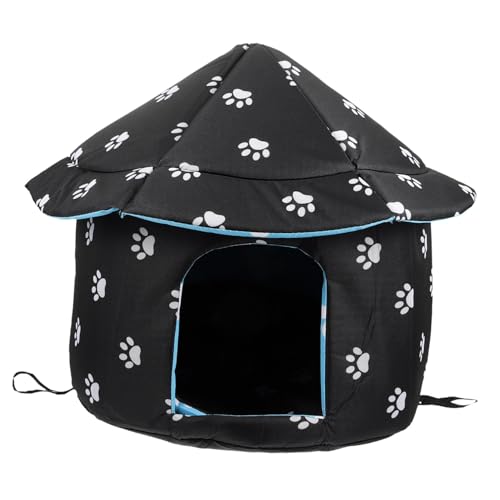 COLLBATH Haustierbett pet Bed haustierfeldbett katzenkörbchen hundehöhle katzenkorb Außerhalb des Katzenhauses Höhle hundebett außen Katzenhaus wetterfest Katzenschutz im Freien Stoff Black von COLLBATH