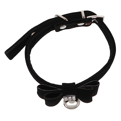 COLLBATH Haustierhalsband tierkostüme pet Supplies Hunde Glockenhalsband für Hunde Verstellbarer Kragen mit Fliege Kätzchen Glockenhalsband Katzenhalsband Samtstoff Black von COLLBATH