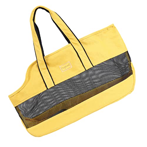 COLLBATH Haustiertasche pet Tasche Reisehandtasche Kaninchenträger Haustier-Schulterträger Handtaschen Canvas-Einkaufstasche tragbare Tasche für Katze Katzentransporter Netz Yellow von COLLBATH