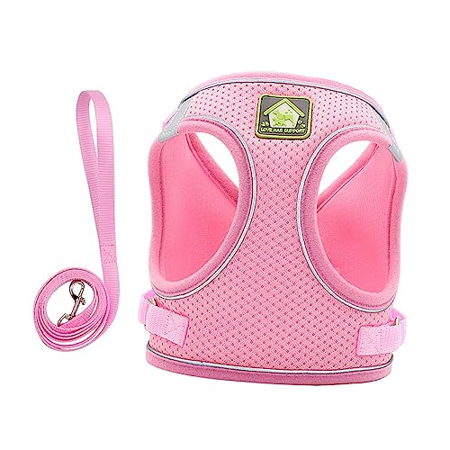 COLLBATH Hundeweste Und Leine Set Haustiergeschirre Atmungsaktiver Haustier-zuggurt Reflektierende Leine Outdoor-brustgurte Zubehör (pink, Größe Xs) von COLLBATH