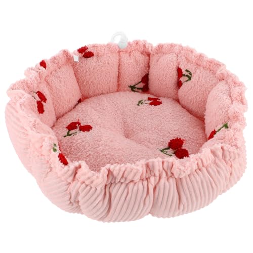 COLLBATH Kaninchennest Hamsterhaus Kaninchenhöhle Kleintier Schlafhaus Kleintierbett kleines Katzenbett Hundehütte Ratte Haustier Schlafsack Hamsterbett Hamsternest mit Kordelzug Samt Rosa von COLLBATH