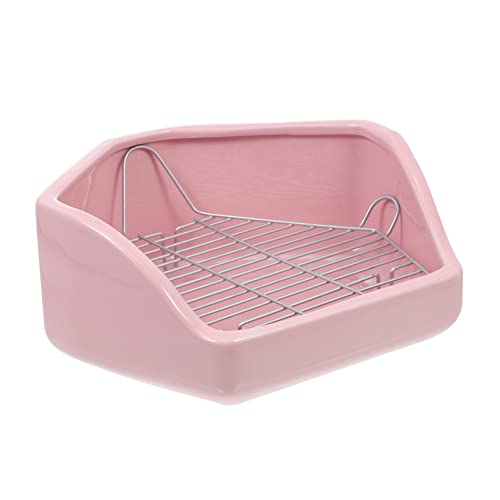 COLLBATH Kaninchentoilette Hamster klo kaninchenklo Hasen klo Anti-Kipp-Toilette für Hasen Hasen-Katzentoilette Haustier Kaninchen-Töpfchen-Trainingstoilette Kaninchen Töpfchen Keramik Rosa von COLLBATH