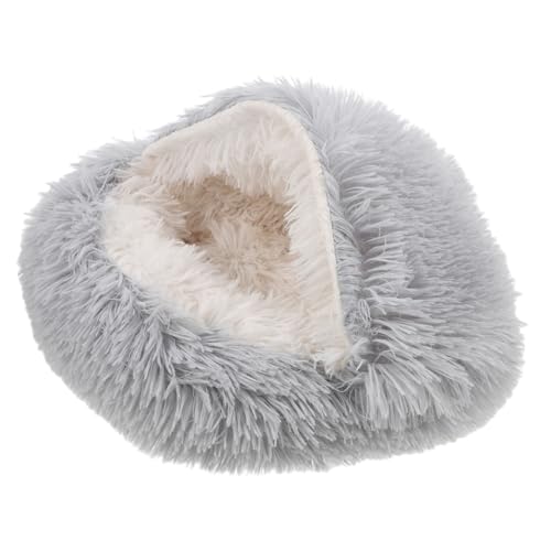 COLLBATH Katzenbetthöhle Bequemes Katzenbett Mit Kapuze Warmes Bett Für Kätzchen Im Innenbereich Katzenschlafhöhlenbett Warmes Katzenbett Bequemes, Flauschiges Katzenbett Grey Pp Baumwolle von COLLBATH