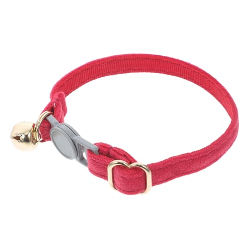 COLLBATH Katzenhalsband zubehör für Haustier- mit Gravur Abreißbarer Sicherheitskragen Verstellbarer Kätzchenkragen verstellbares Hundehalsband Stoff rot von COLLBATH