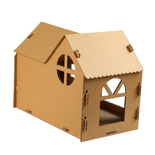 COLLBATH Katzenhaus katzenhöhle katzenmöbel cat House Katzen Fanartikel Katze Katzenminze Spielzeug gewellter Kratzbaum für Haustierkätzchen Karton Kätzchenspielzeug Wellpapier Light Brown von COLLBATH