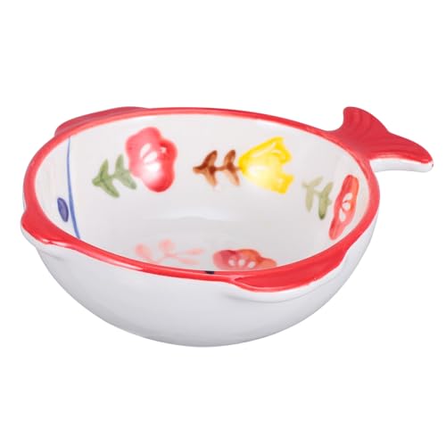 COLLBATH Katzennapf süße Hundenäpfe Haustiernapf aus Porzellan Schale in Fischform Kleiner hundewassernapf pet Bowl katzentasse Katzenschüssel aus Keramik Keramiknapf für Haustiere rot von COLLBATH