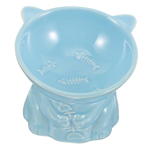 COLLBATH Keramiknapf für Haustiere pet Water Bowl pet Bowl katzennäpfe Keramik katzenschälchen Keramik Hundenapf Erhöhter Futternapf Futternäpfe für Haustiere geneigter Katzennapf Sky-Blue von COLLBATH