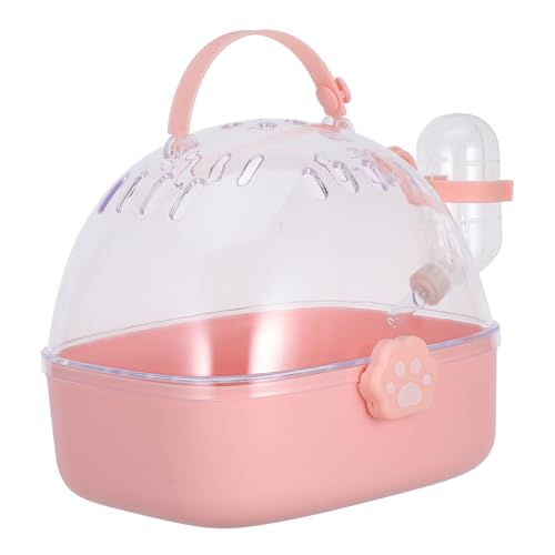 COLLBATH Kompakter Transportkäfig Für Kleine Haustiere Tragbarer Hamsterkäfig Mit Wasserflasche Und Klarem Deckel Ideal Für Reisen Mit Kaninchen Hamstern Und Anderen Kleintieren Pink von COLLBATH