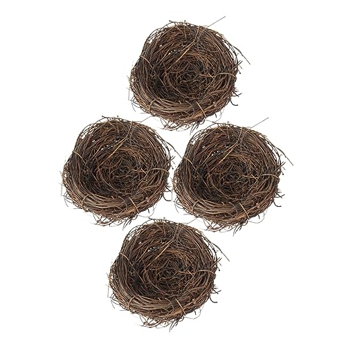 COLLBATH Ornamente 4 Stück Kröte Rattan Vogelnest Künstliches Vogelnest Tierdekor Eastern Country Style imitiertes Vogelnest kreatives Vogelnestmodell Handbuch das Vogelnest Vögel Handdekor von COLLBATH