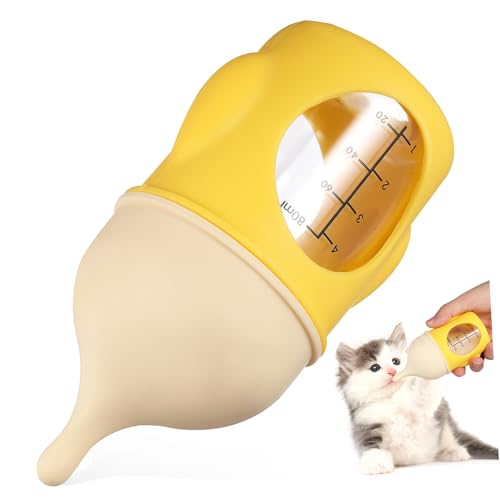 COLLBATH PET-Flasche Stillflasche für Haustiere Nuckelflasche Wiederverwendbare Milchflasche Neue Welpen Essentials katzenpflege Welpenflaschen Kätzchen-Flaschenzuführung Kieselgel Yellow von COLLBATH