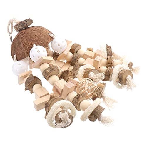 COLLBATH Papagei Spielzeug Papageienkäfigspielzeug Papageienbissspielzeug Spielzeug Zum Picken Von Papageien Vogelspielzeug Vogelbissspielzeug Vogel Hängendes Spielzeug Hölzern Beige von COLLBATH