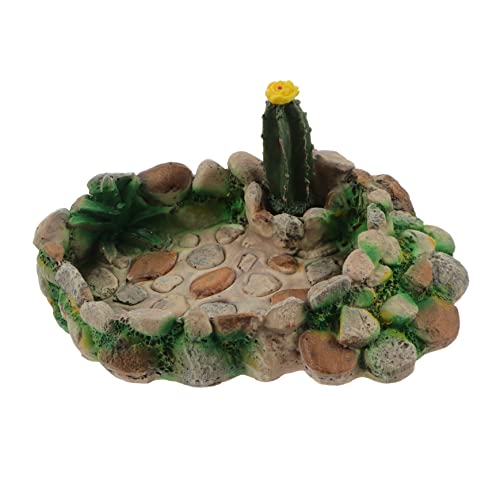 COLLBATH Reptilien Terrarium Schildkrötenschale Futterautomat für Haustiere Gecko pet Food Container Lizard Drinking Bowl Eidechsen schleichtiere Simulations-Kaktus-Futternapf Harz-Feeder von COLLBATH