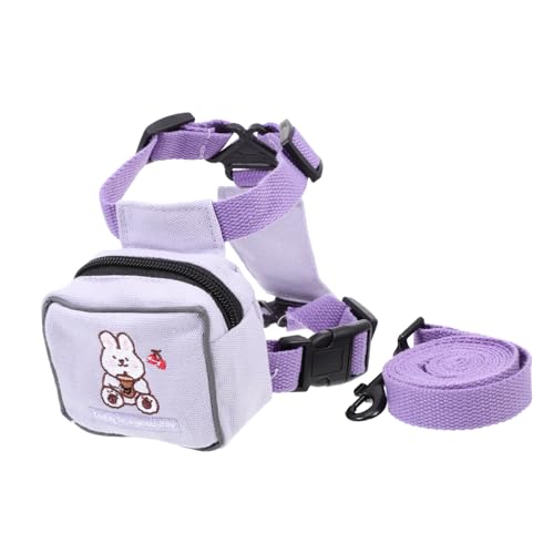 COLLBATH Rucksack für Haustiere süße Hundeleine Katzenleine aus Polyester Gassi-Zubehör für Hunde pet Backpack hundegurt Welpengeschirr tragbare Hundeleine Cartoon-Rucksack-Geschirr Violett von COLLBATH