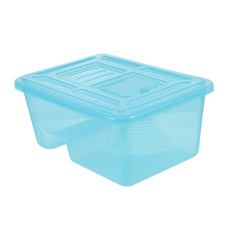 COLLBATH Schildkrötenbecken Schildkröten Terrasse Leopardgecko Fisch Schildkrötenpad Dekorationen Für Schildkrötenpanzer Aquarium Reptilien Füttern Terrarium Reptilienterrarium Plastik Blue von COLLBATH