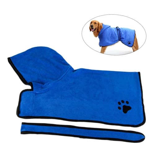 COLLBATH Hundebademantel Haustier-Handtuch wiederverwendbar Mikrofaser-Design schnelltrocknend Blau Größe XL von COLLBATH