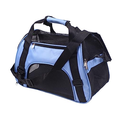 COLLBATH Tragbarer Rucksack Für Katzen Und Hunde Outdoor Reisehandtasche Mit Sicherheitsreißverschlüssen Netz Welpenrucksack Größe L Blau Ideal Für Reisen Und Ausflüge Mit von COLLBATH