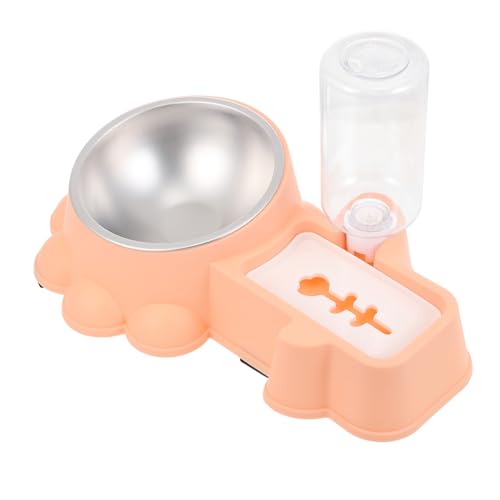 COLLBATH Trinkbrunnen pet Feeder pet Food Container Haustierfutterautomat mit Edelstahlschale Dog Bowl Hund wassernapf Wasserschale Futterautomat für Haustiere Futterbehälter Plastik Rosa von COLLBATH