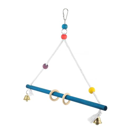 COLLBATH Vogel holzbohle holzstangen vogelspielzeug nymphensittich Parrot Toys Papageien-Schaukel Wicklung quietschend Vogelschaukel Papageienständer Blue von COLLBATH