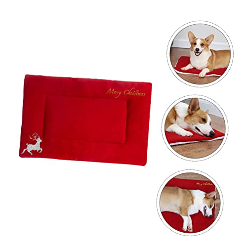 COLLBATH Weihnachtsmatte Für Haustiere Wärmende Katzenbettauflage Couch Hunde Wärmeunterlage Hase Wassernapf Maschinenwaschbares Hundebett Plüsch- Rot Haustierbett Teppich von COLLBATH