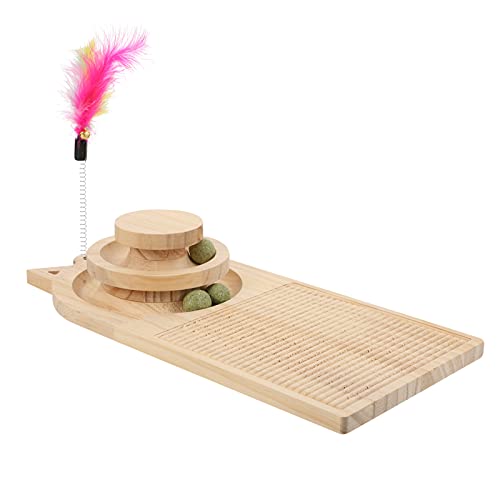 COLLBATH kratzbaum für Katzen Katzenspiel Spiele runder Katzenkratzer Katzenfutter doppelt Interactive cat Toy holzspielzeug Kätzchen Drehteller aus Holz Katzenkätzchenspielzeug hölzern von COLLBATH