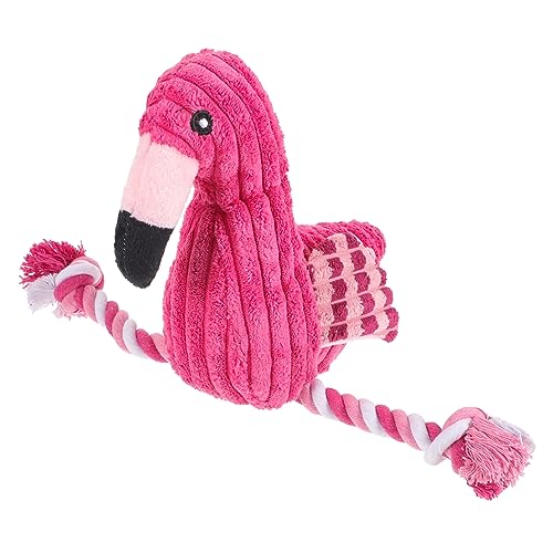 COLLBATH üsch Hundespielzeug Flamingo Mit Quietscher Interaktives Kauspielzeug Für Welpen Und Hunde Corduroy Design Perfekt Für Spiel Und Zahnreinigung von COLLBATH