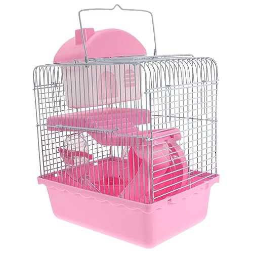 Hamsterkäfig Kleiner Mäusekäfig Kleintierversteck Haustier Käfige Hamster käfig Hamster cage Zubehör für Meerschweinchen tragbarer Zaun Hamsterversteck Igelhütte Plastik Rosa COLLBATH von COLLBATH