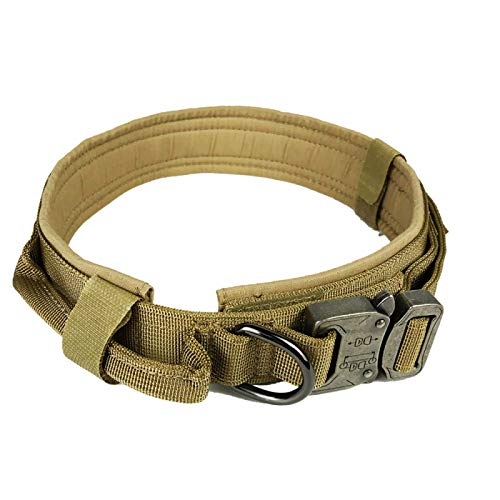 Haustierhalsband Verstellbares Nylon Taktisches Halsband Militärtraining Hundehalsband Geeignet für Große und Mittlere Hunde Heimtierbedarf Solide,Bräunen,L von COLORFULMALL