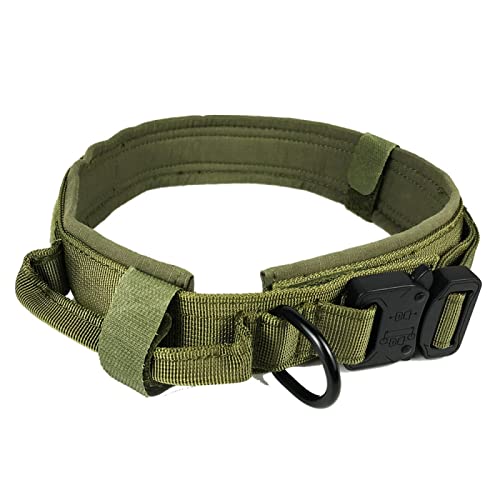 Haustierhalsband Verstellbares Nylon Taktisches Halsband Militärtraining Hundehalsband Geeignet für Große und Mittlere Hunde Heimtierbedarf Solide,Grün,XL von COLORFULMALL