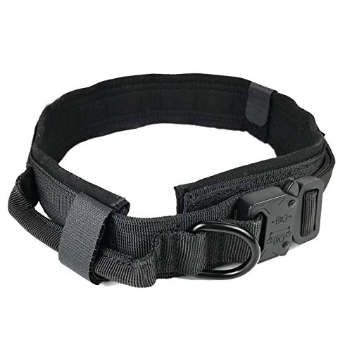 Haustierhalsband Verstellbares Nylon Taktisches Halsband Militärtraining Hundehalsband Geeignet für Große und Mittlere Hunde Heimtierbedarf Solide,Schwarz,L von COLORFULMALL