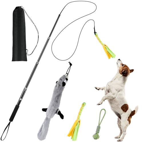COM4SPORT Flirtstange für Hunde, ausziehbare Hunde-Flirtstange mit abnehmbarem interaktivem Spielzeug, Hunde-Teaser-Zauberstab mit Köder, Kauspielzeug COM4SPORT Flirtstange für Hunde, ausziehbare Hunde-Flirtstange mit abnehmbarem interaktivem Spielzeug, Hunde-Teaser-Zauberstab mit Köder, Kauspielzeug von COM4SPORT
