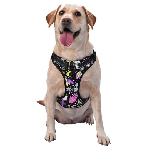 Magic Witch Witchcraft Bohemian Drawing Pet Traction Vest Pet Traction Chest Strap Vest Harness Outdoor Dog Walking von COMAAM