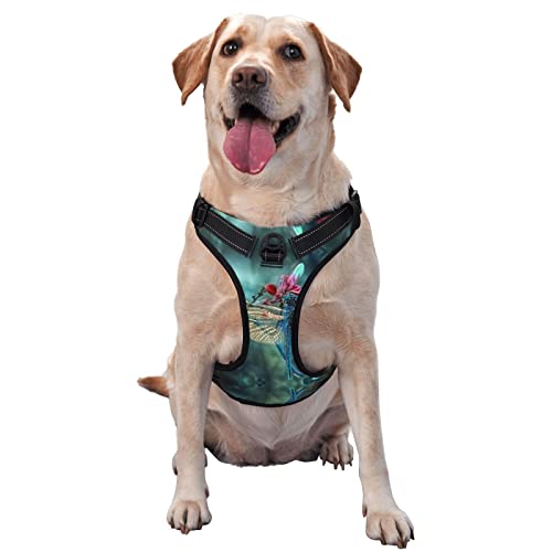 Traction Vest für Haustiere, Libelle auf der Blume, Brustgurt, Geschirr für draußen, mit dem Hund spazieren gehen von COMAAM